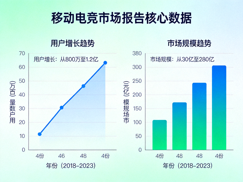 移动电竞市场报告核心数据可视化图表 - 展示用户增长与市场规模趋势