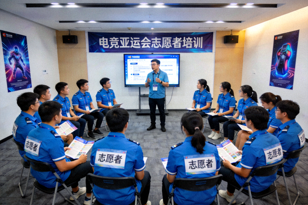 电竞亚运会志愿者培训现场 - 身穿统一服装的志愿者们
