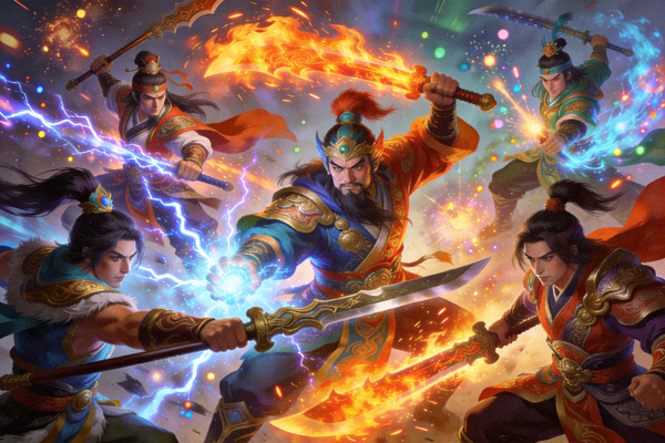 梦三国2游戏原画 - 三国英雄人物与技能特效展示