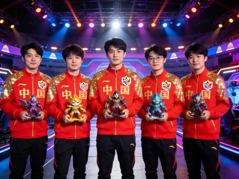 英雄联盟中国亚运代表队定妆照 - 五位选手身穿国家队队服